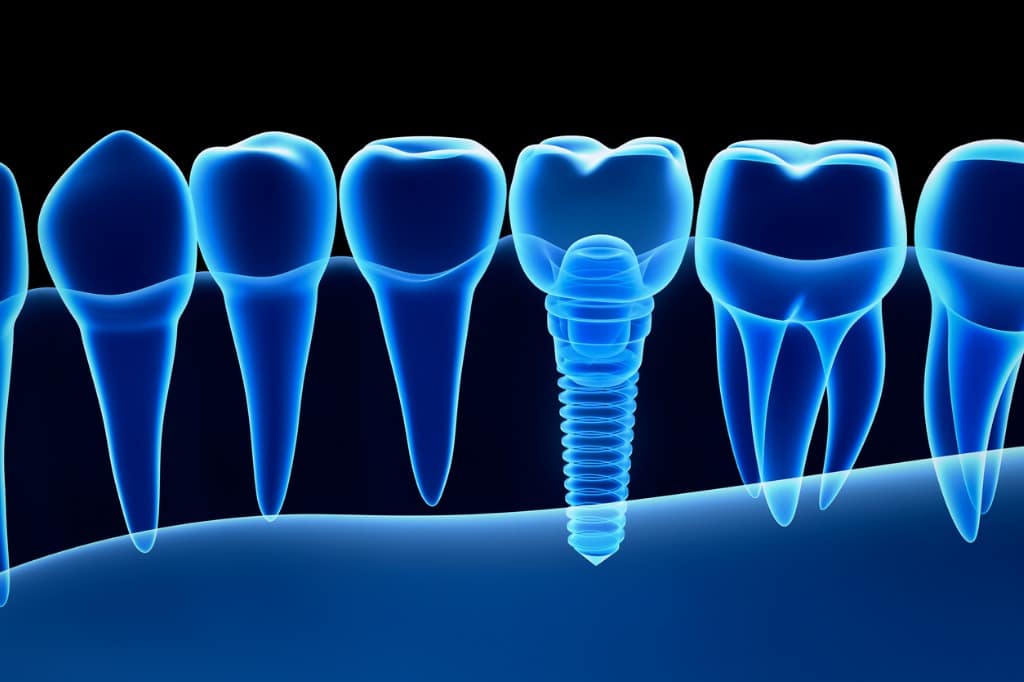 xray view of denture with implant xray view picture id609684978